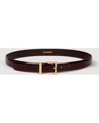 Sandro - Smooth Leather Belt Metal Buckle - Lyst
