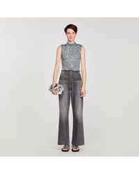 Sandro - Smocked Top With Sequins - Lyst