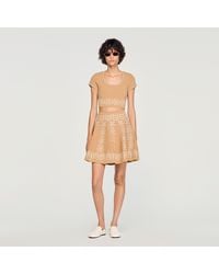 Sandro - Short Skirt With Scarf Embroidery - Lyst
