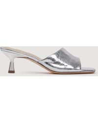 Sandro - Heeled Metallic Leather Mules - Lyst
