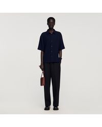 Sandro - Textured Shark Collar Shirt - Lyst