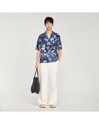 Sandro - Loose-Fit Print Shark Collar Shirt - Lyst