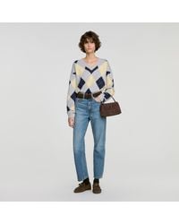 Sandro - Rhinestone Argyle Jumper - Lyst