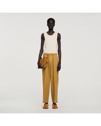 Sandro - Wide-Leg Elasticated Linen Trousers - Lyst