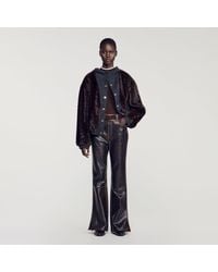 Sandro - Faux Fur And Knit Jacket - Lyst