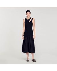 Sandro - Dual-Material Maxi Dress - Lyst