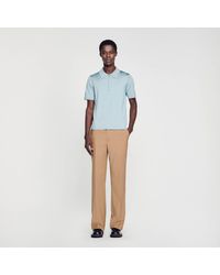 Sandro - Knitted Polo Shirt With Zip Collar - Lyst