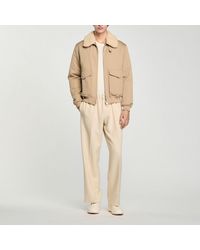 Sandro - Shearling Collar Aviator Jacket - Lyst
