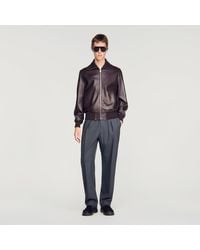 Sandro - Zip-Up Leather Jacket - Lyst