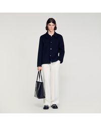 Sandro - Wool Jacket With Regular Collar - Lyst
