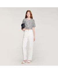 Sandro - Cropped Houndstooth Tweed Jacket - Lyst