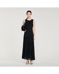 Sandro - Rhinestone Flower Print Maxi Dress - Lyst