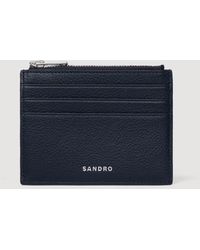 Sandro - Grained Leather Zip Card Holder - Lyst
