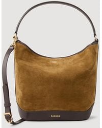 Sandro - Suede And Leather Bucket Bag Tangoso - Lyst