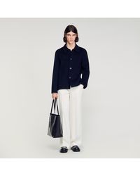 Sandro - Wool Jacket With Regular Collar - Lyst