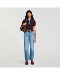 Sandro - Polo Sweater With Denim Collar - Lyst