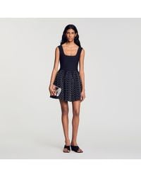 Sandro - Short Knit Dress With Beads - Lyst