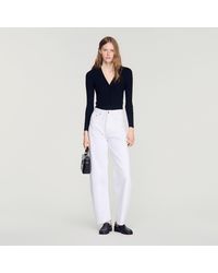 Sandro - Cardigan With Lace Panel - Lyst