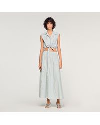 Sandro - Cropped Striped Rhinestone Shirt - Lyst