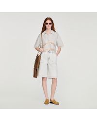 Sandro - Cropped Striped Cotton Shirt - Lyst