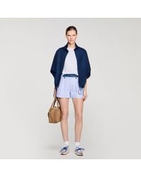 Sandro - Striped Shorts With Denim Details - Lyst