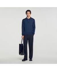 Sandro - Long-Sleeved Knitted Polo Shirt - Lyst