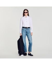 Sandro - Pleated Shirt With Origami Collar - Lyst