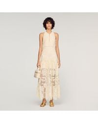 Sandro - Floral Cotton Guipure Maxi Dress - Lyst