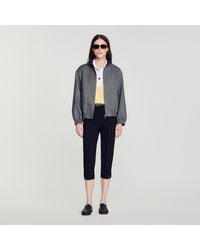 Sandro - Oversized Leather-Collar Jacket - Lyst