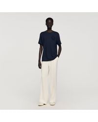 Sandro - Cotton Crochet Flower T-Shirt - Lyst