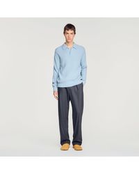 Sandro - Ribbed Wool Polo Shirt - Lyst