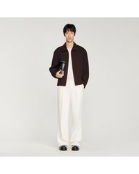 Sandro - Waffled Regular Collar Zip Jacket - Lyst