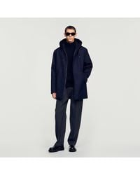 Sandro - Navy Technical Quilted Hooded Zip Parka - Lyst