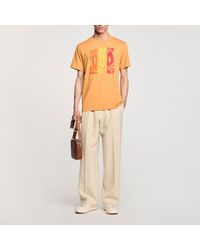 Sandro - T-shirt en coton à imprimé vagues - Lyst
