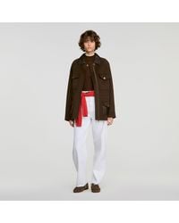 Sandro - Double-Faced Coat, Leather Collar - Lyst