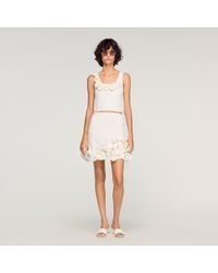 Sandro - Short Floral Knit Skirt - Lyst