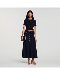 Sandro - Pointelle Knit Maxi Skirt - Lyst