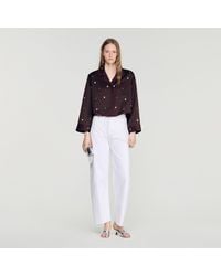 Sandro - Shirt With Beads And Rhinestones - Lyst