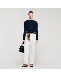 Sandro - Cropped Textured Knit Cardigan - Lyst