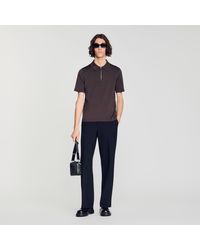 Sandro - Zip-Up Knit Polo Shirt - Lyst