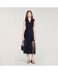 Sandro - Lace Collar Maxi Dress - Lyst