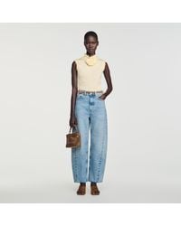 Sandro - Smocked T-Shirt With Flower Detail - Lyst