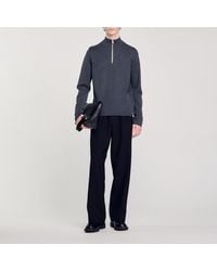 Sandro - Wool Jumper With Zip Collar - Lyst