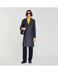 Sandro - Double-Breasted Virgin Wool Coat - Lyst