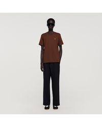 Sandro - Leather Logo T-Shirt - Lyst