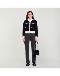 Sandro - Cardigan bicolore à boutons - Lyst