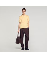 Sandro - Knitted Polo Shirt With Zip Collar - Lyst