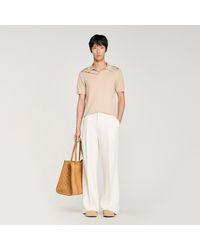 Sandro - Short-Sleeved V-Neck Polo Shirt - Lyst