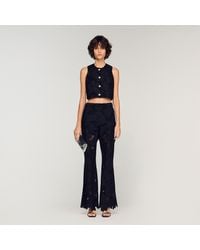 Sandro - Embroidered Guipure Crop Top - Lyst