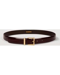 Sandro - Smooth Leather Belt Metal Buckle - Lyst